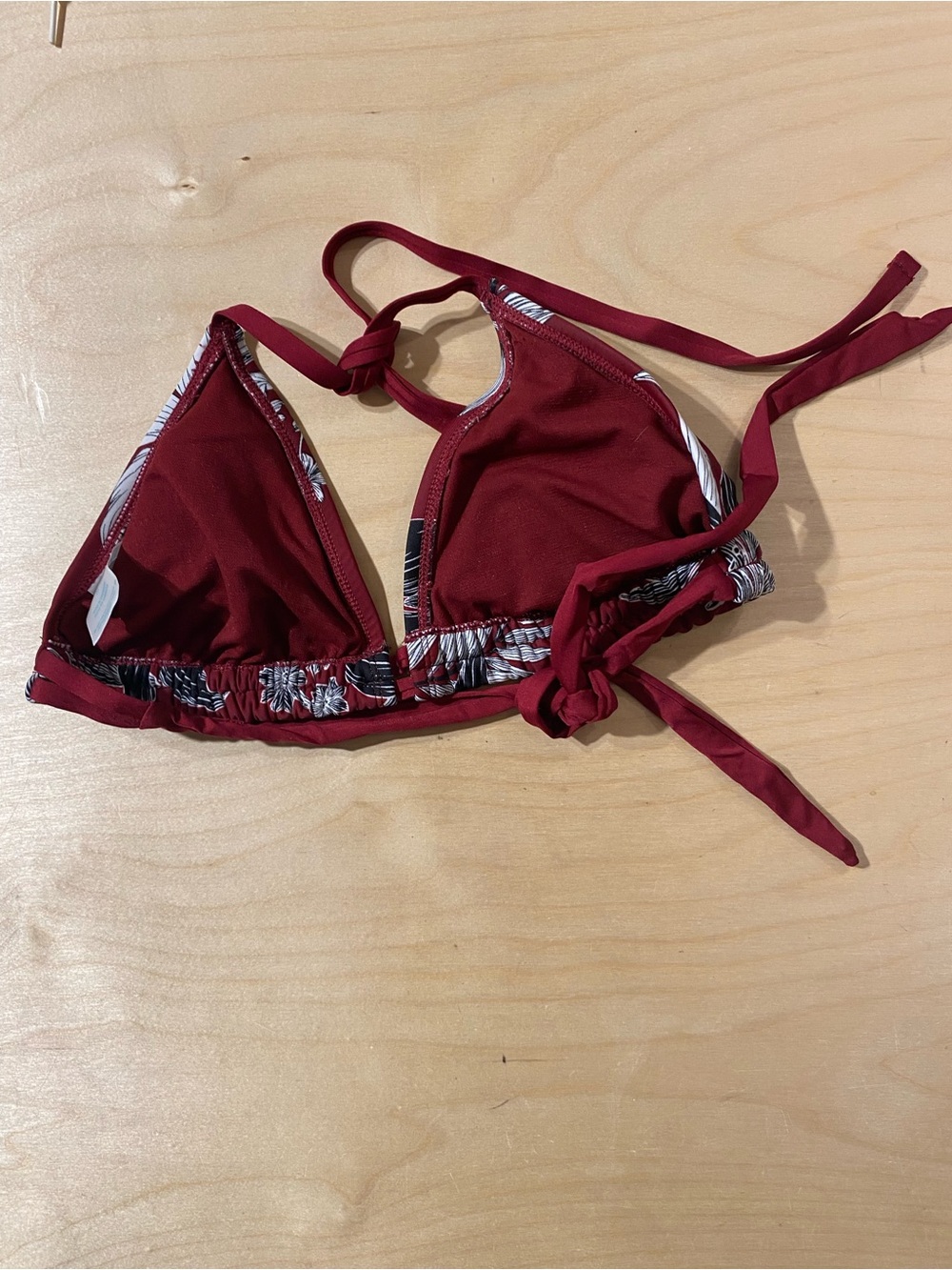 Kona Sol Burgundy Floral Bikini Top Medium (RG) - Picture 5 of 6